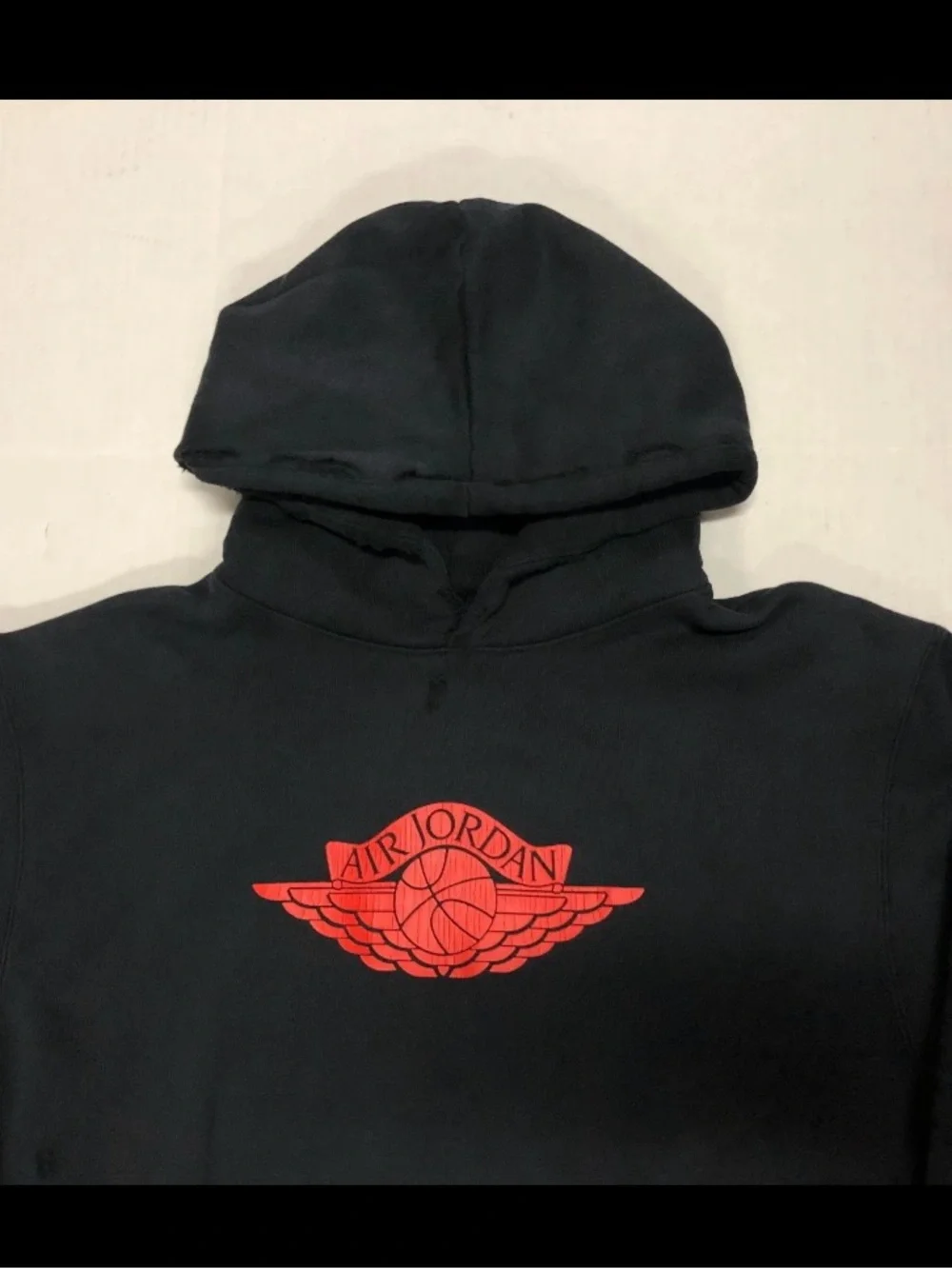 Jordan Rare Air Fleece Distressed Pullover Hoodie Black Red IB3003-010 Medium
